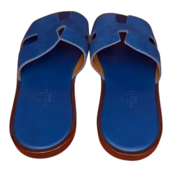HERMES Suede Izmir Sandal Iconic H Cutout Shoes Flip Flops Italy